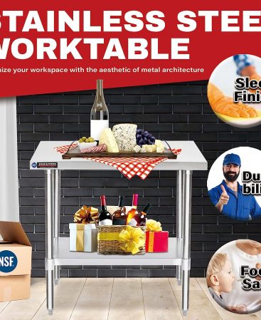 Food Prep Stainless Steel Table - DuraSteel 30 x 36 Inch Commercial Metal Workbench